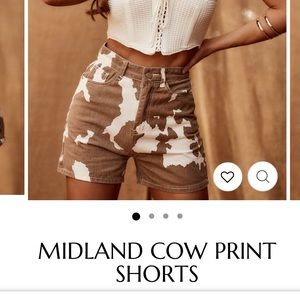 Midland cow print high waist shorts